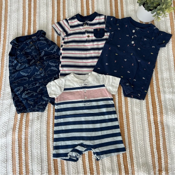 Carter's Baby Boys 4 Pack Rompers Size 3 M - Picture 1 of 17